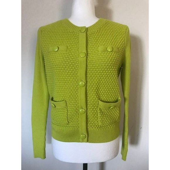 lime green cardigan sweater